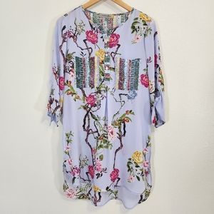Figueroa Flower Dress Womens Medium Floral Beach Cover Up Short Mixed Print